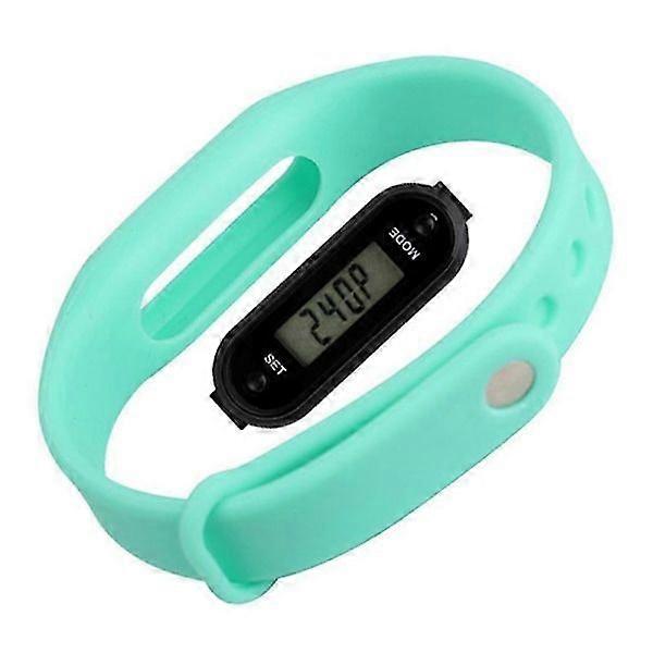 Reloj de pulsera LCD con podmetro, contador de pasos, distancia y caloras, color cian.