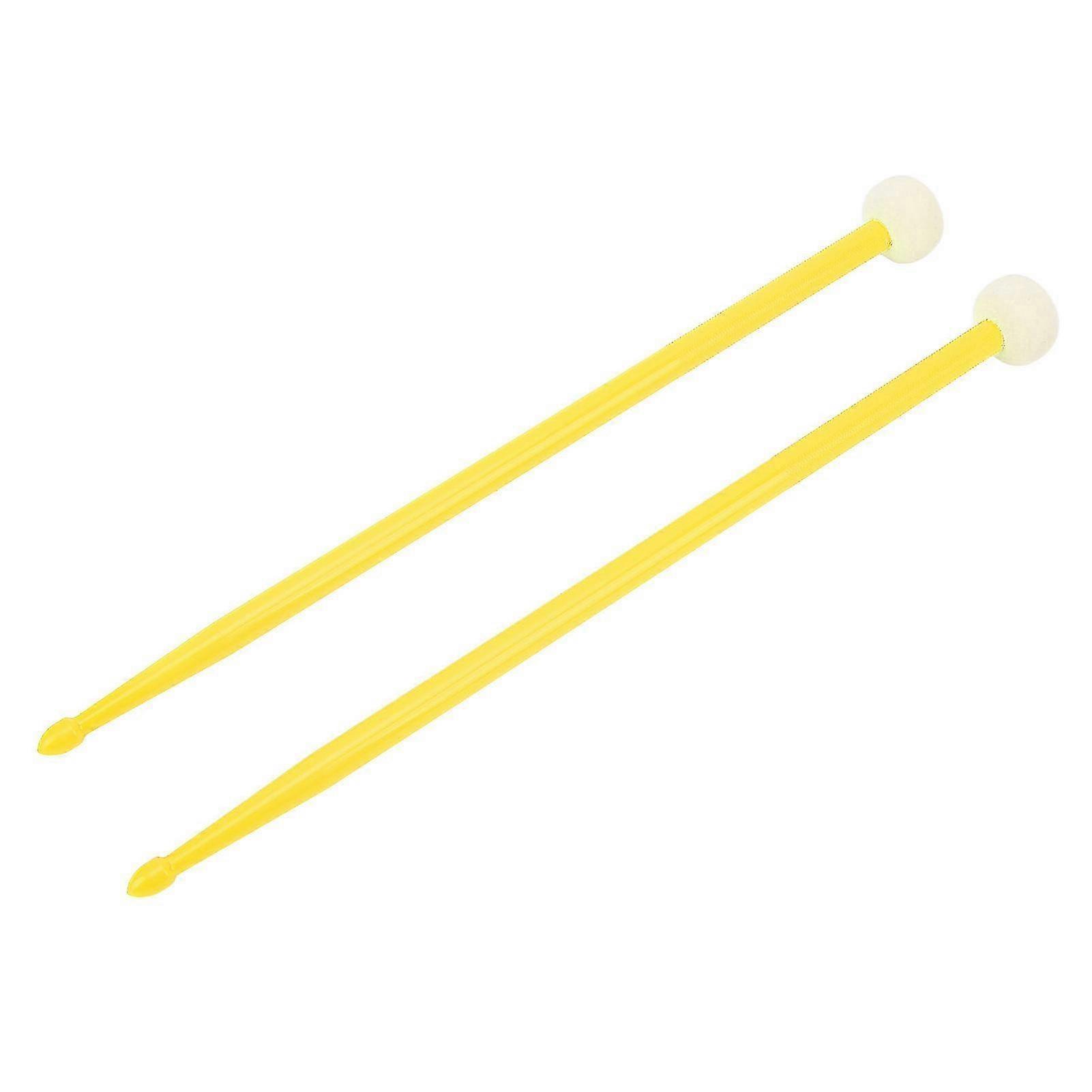2Pcs Drum Mallet Felt Head Nylon Handle Double Headed Instrument Accessory Set Kit for Playing Yellow