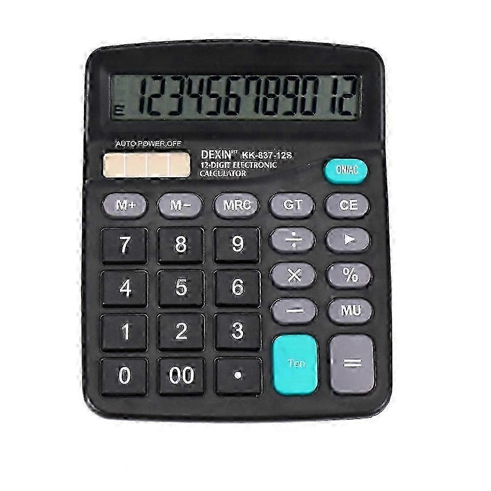 12 Digits Large Screen Electronic Calculator Solar Calculator Dual Power Calculator Office Financial Calculator with Battery