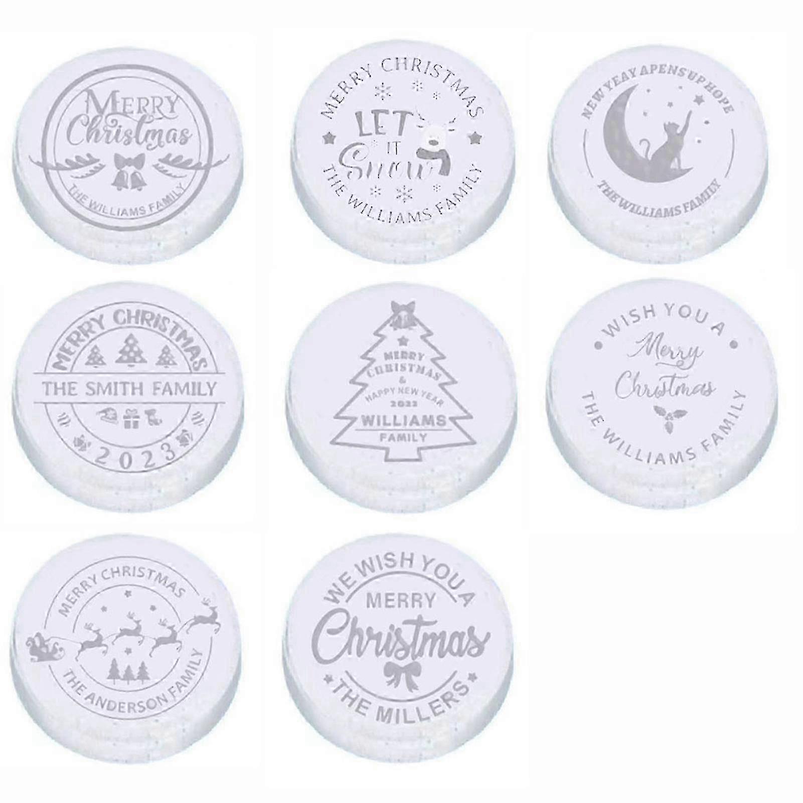 8 Pcs Merry Christmas Cookie Stamp Clear Pattern 3D Raised Design Create Unique Baked Time-Saving Christmas Cookie Baking Stamp