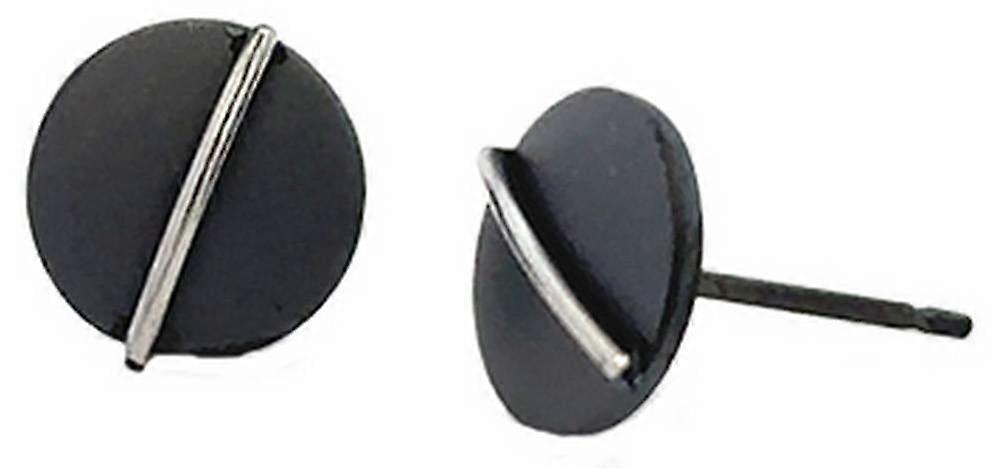 Ti2 Titanium Jungle Round Stud Earrings - Black