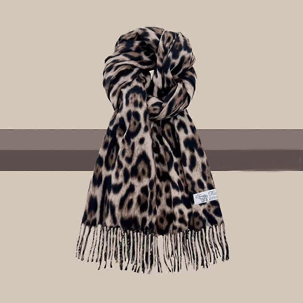 Écharpe d'hiver chaude et coupe-vent, motif léopard, écharpe/châle à pompons, cache-cou