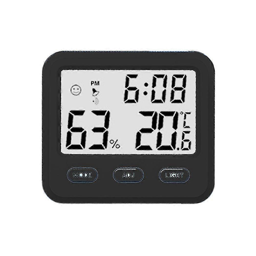 Hygrometer Indicator Room Thermometer With Built-in Clock And Time Display For Home, Office Wooden