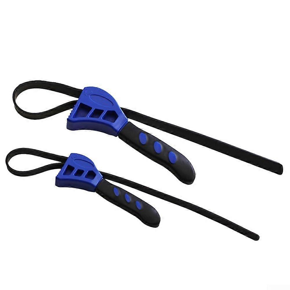 Adjustable Rubber Strap Wrench Set 6in & 8in for Oil Filters Plumbing Faucets PP+TPR Handle