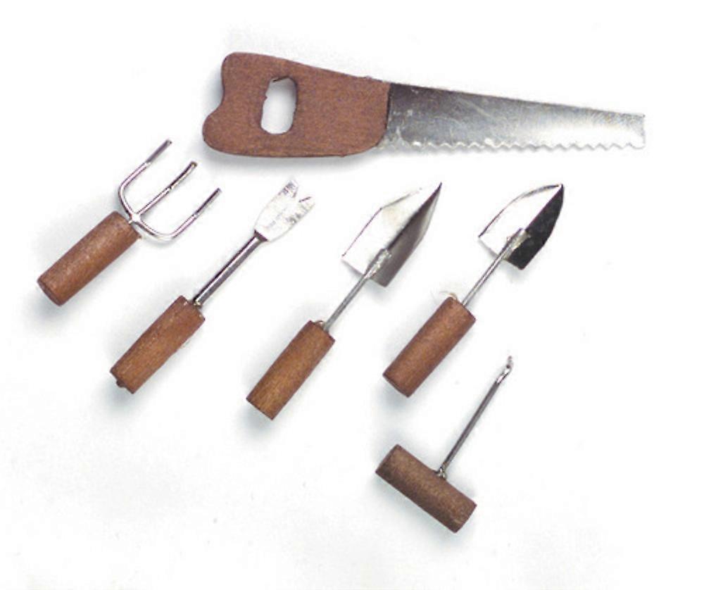 Dolls House Set Of Workman Gardeners Tools Miniature Garage Shed Accessory 