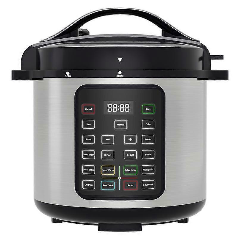 【Julklapp】9-i-1 elektrisk tryckkokare 6 liter, ångkokare, yoghurtkokare, riskokare, äggkokare, multifunktionell smart gryta, rostfritt stål