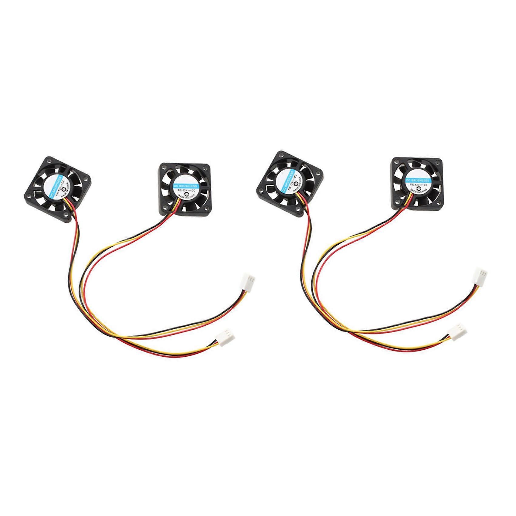 4 Pcs 3 Pin 40mm Square PC Computer Cooling Fan DC 12V Black