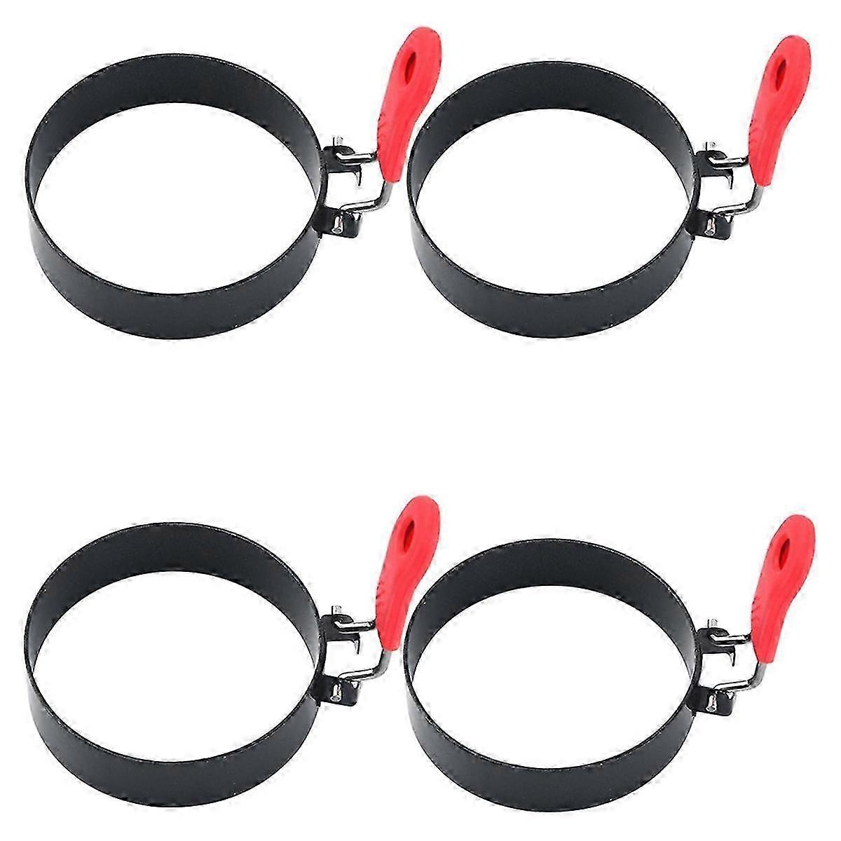 4 PCS 3.5inch Egg Rings Set with Silicone Handle, Round Mold