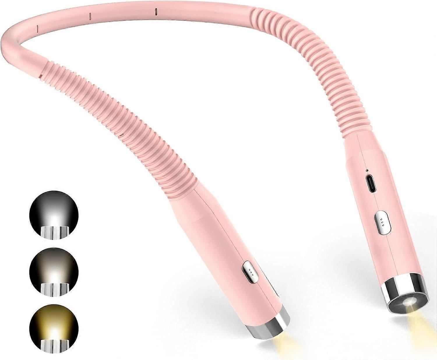 Neck Reading Lamp, Rechargeable Reading Lamp in Bed, 3 Colors and 3 Adjustable Brightness Levels, 360 Foldable, USB LED Reading Light for Traveling, K