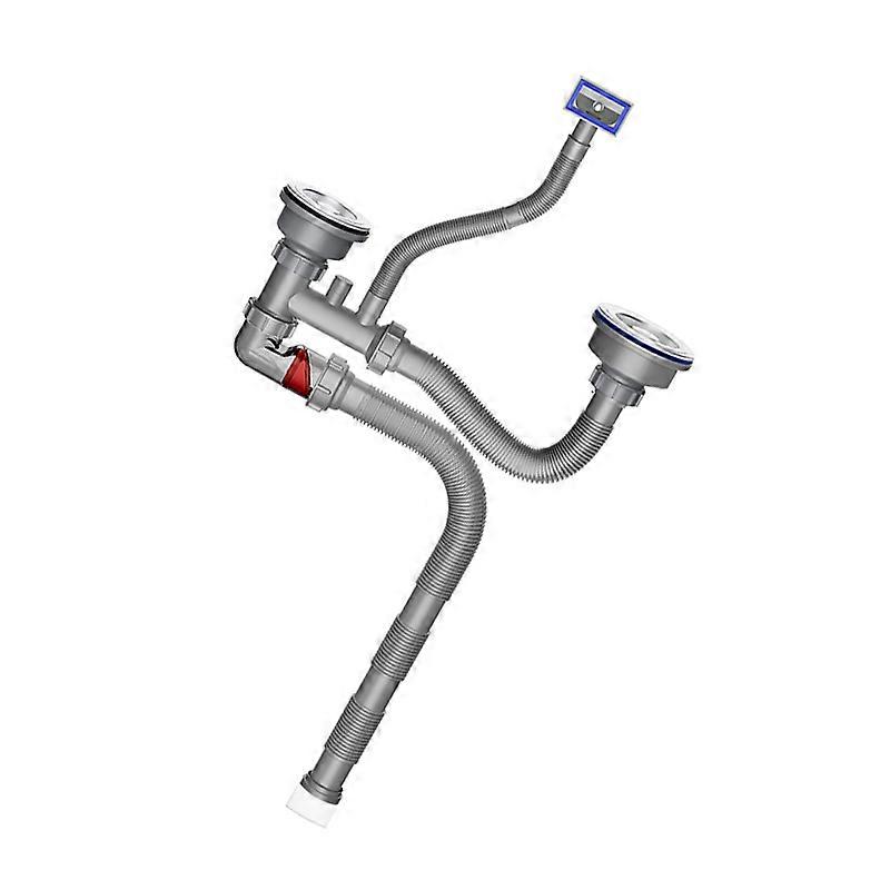 Commercial Scullery Sink Effluent Structure 140mm 110mm Double Outlet Flexible PVC Plan Against Clogging Simple Multicolor
