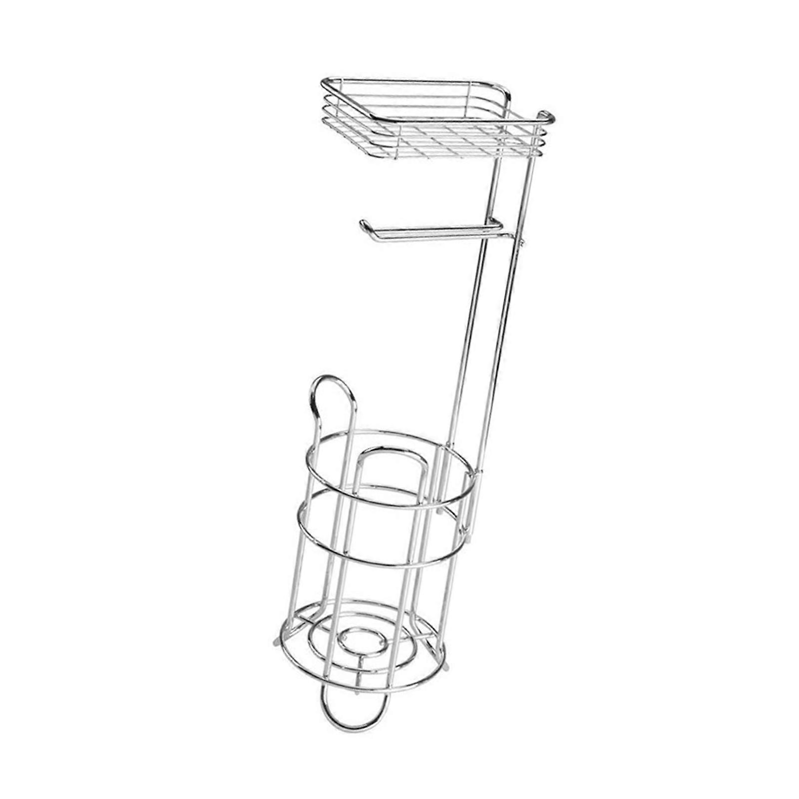 Freestanding Toilet Paper Stand Oxidation Proof Coating Large Capacity Tissue Stand Quick Fixing for Homes Or Office  Silver