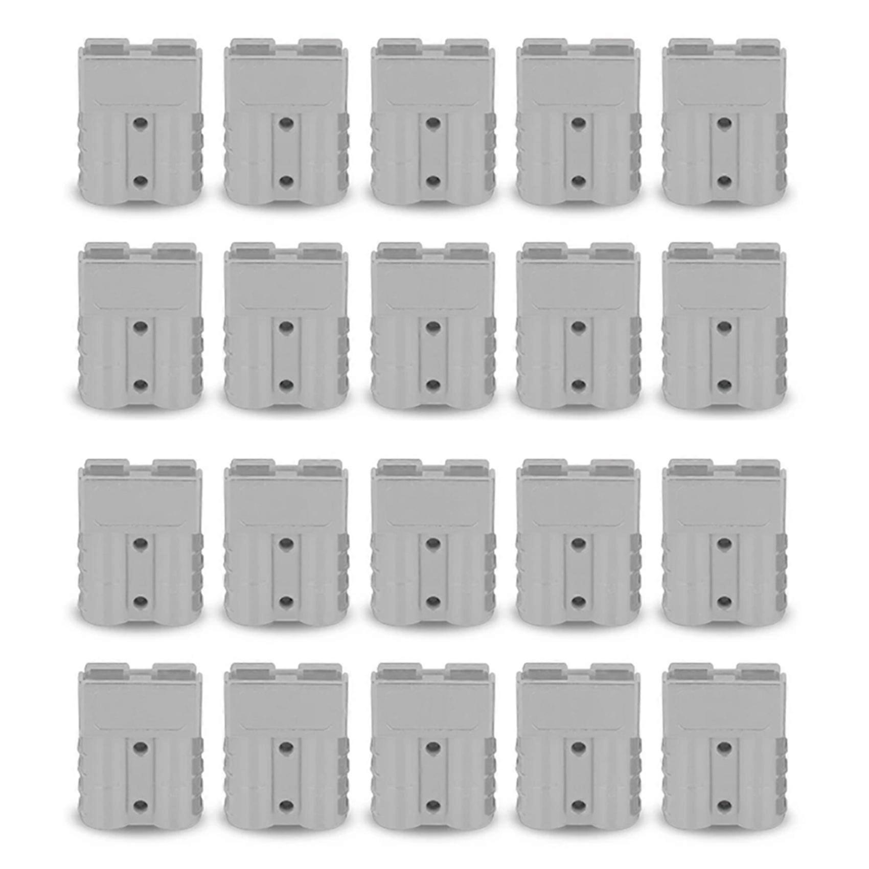 20PCS Anderson Style Plug Connector 50A with Anderson Handle Forklift Battery Charging Quick Connectors Kit Gray