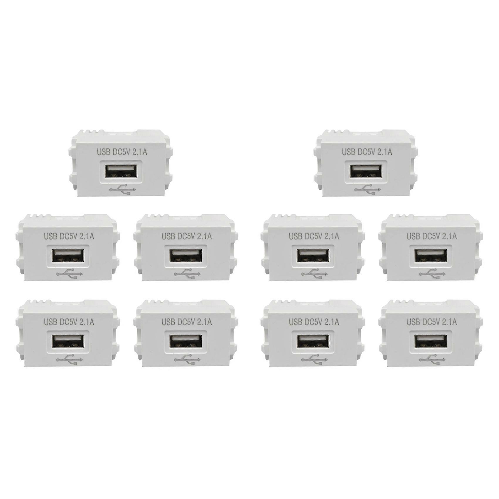 10X Phone Charging Panel USB Power Module 220V Socket 5V Transformer 2.1A USB Charging Power Socket Switching Adapter
