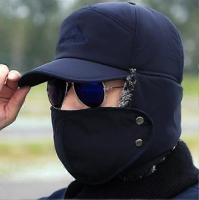 Men's Windproof Winter Baseball Cap, Thick Warm Snow Beanie Hat for Men