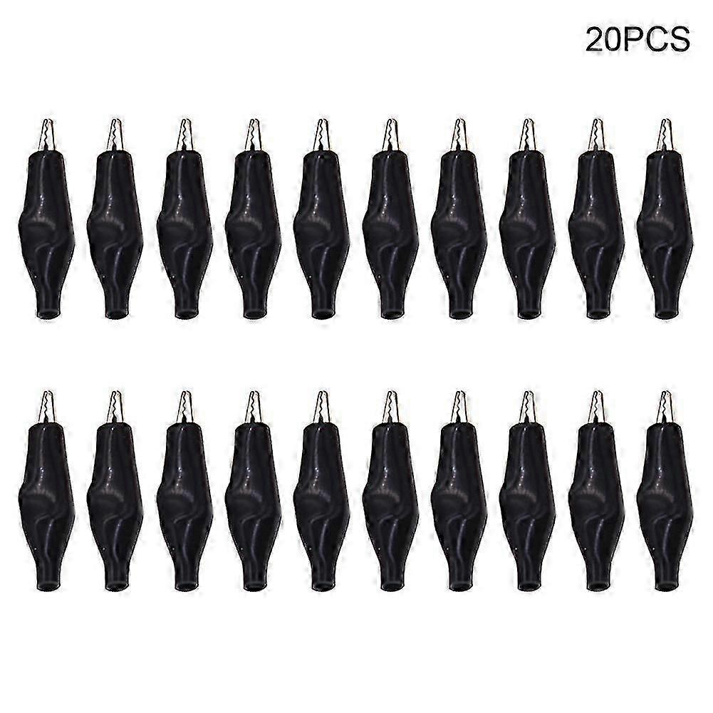20pcs 28mm Portable Metal Crocodile Clips with Plastic Boot for Testing Work
