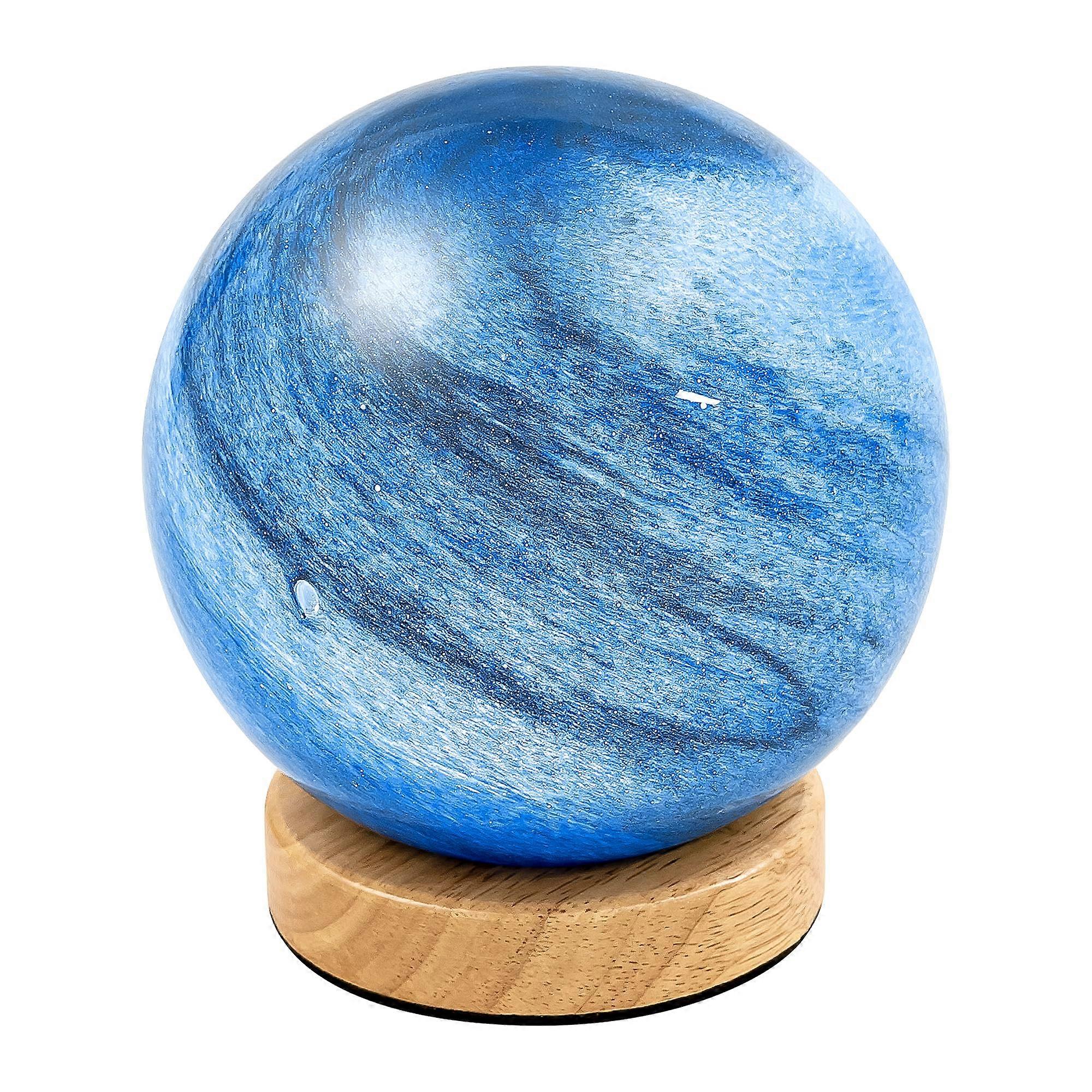 Jupiter Inspired Planet Lamp with Wooden Base, 3 Color Modes, Dimmable Bedside Night Light