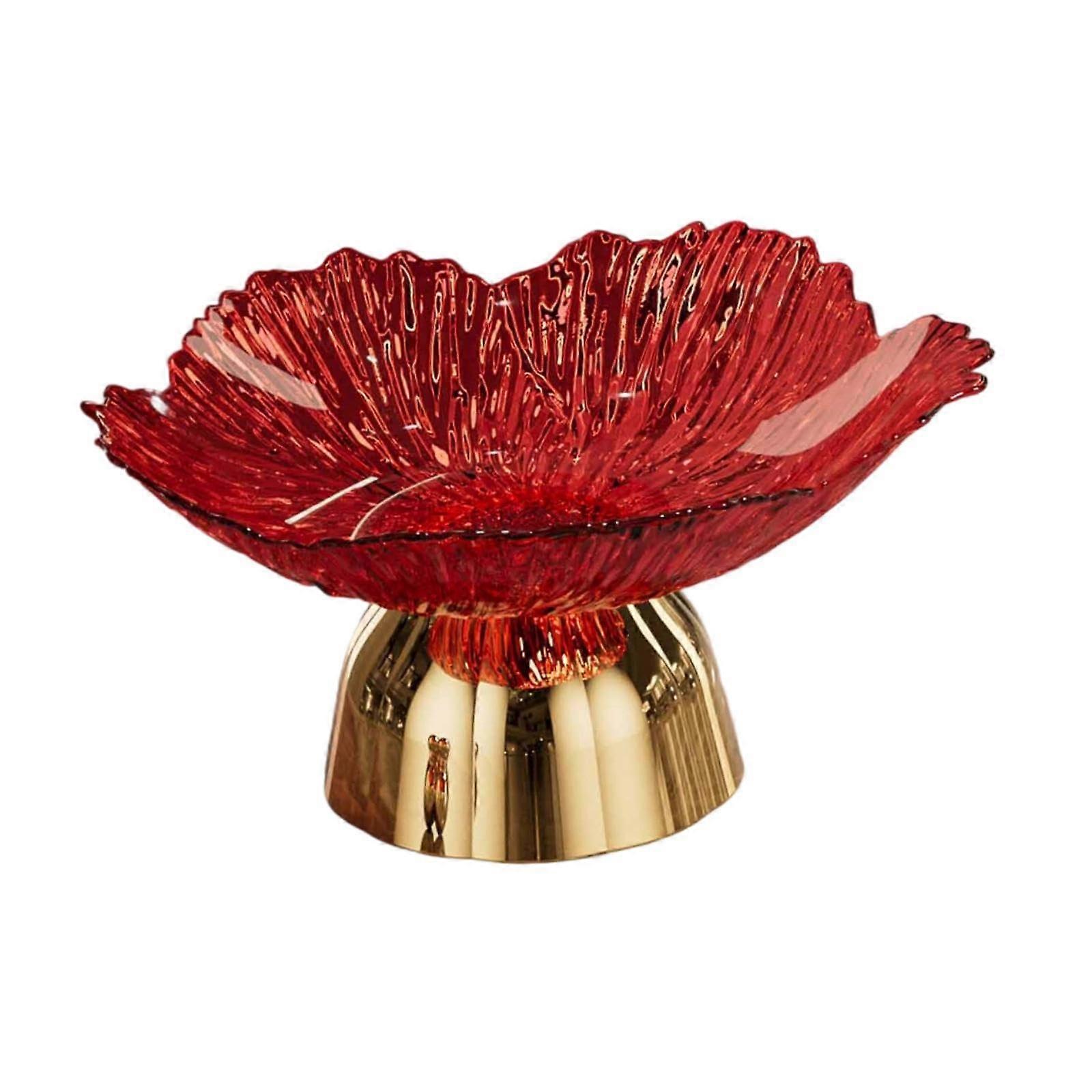 Modern Red Pedestal Fruit Bowl with Elevated Design for Kitchen Counter and Dining Table