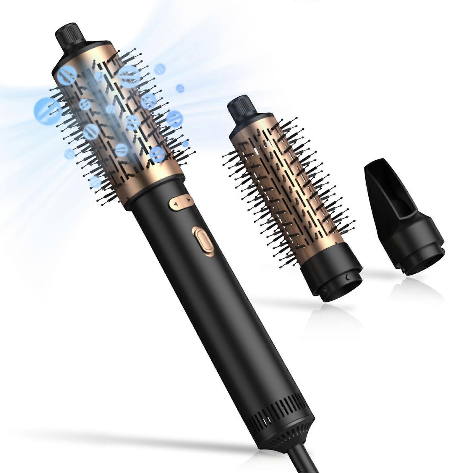 3 in 1 Rotating Hot Air Brush Hair Dryer with Interchangeable Barrels, Dual Rotation and Ionic Shine