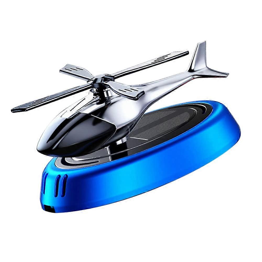 Solar Car Air Freshener with Rotating Fan, Natural Aromatherapy Dashboard Ornament, Blue