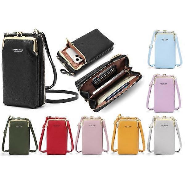 Mobile phone bag Wallet Card holder Bag with shoulder strap light blue
