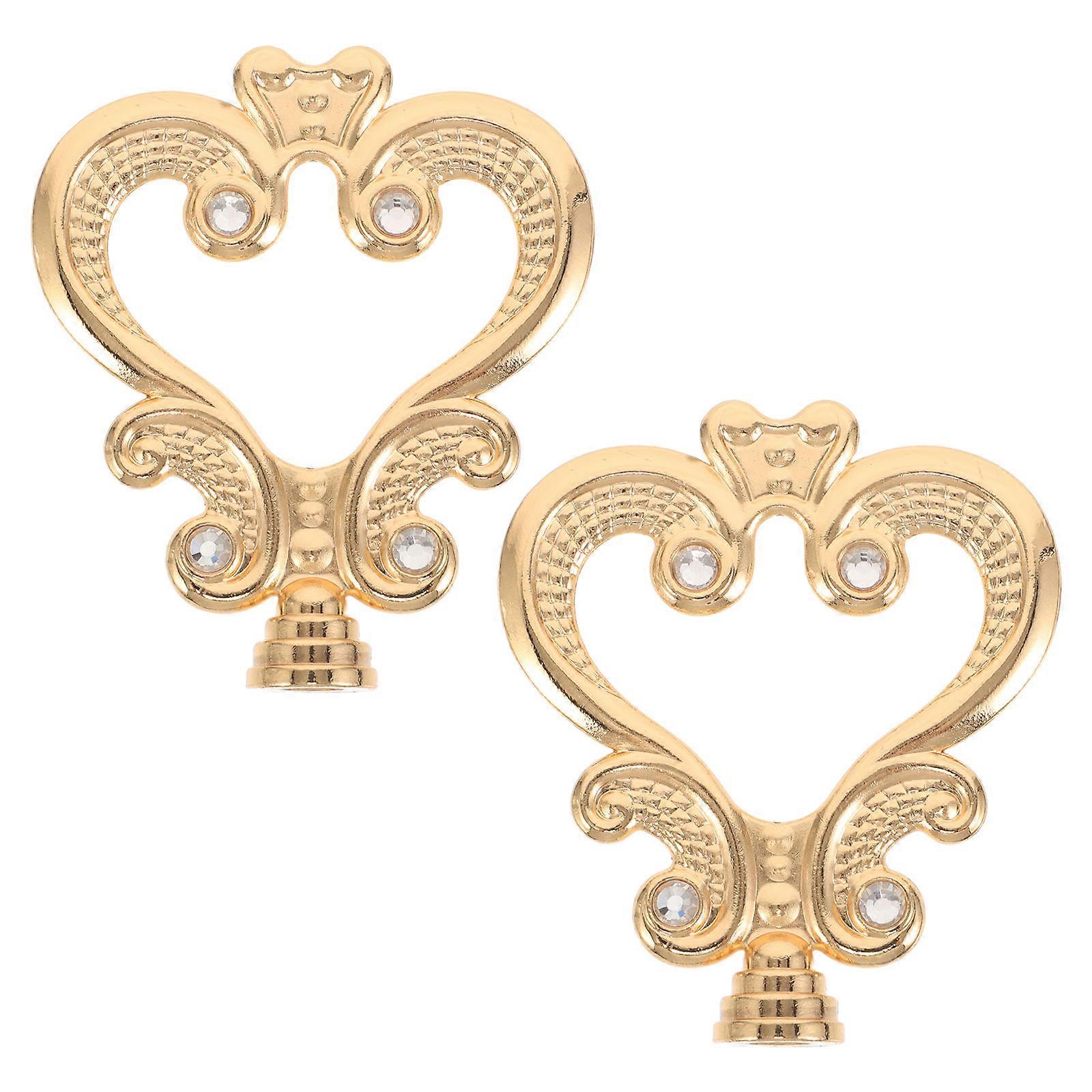 Golden Pot Lid Handle for Kitchen 2Pcs Heart Shaped Heat Resistant Knobs