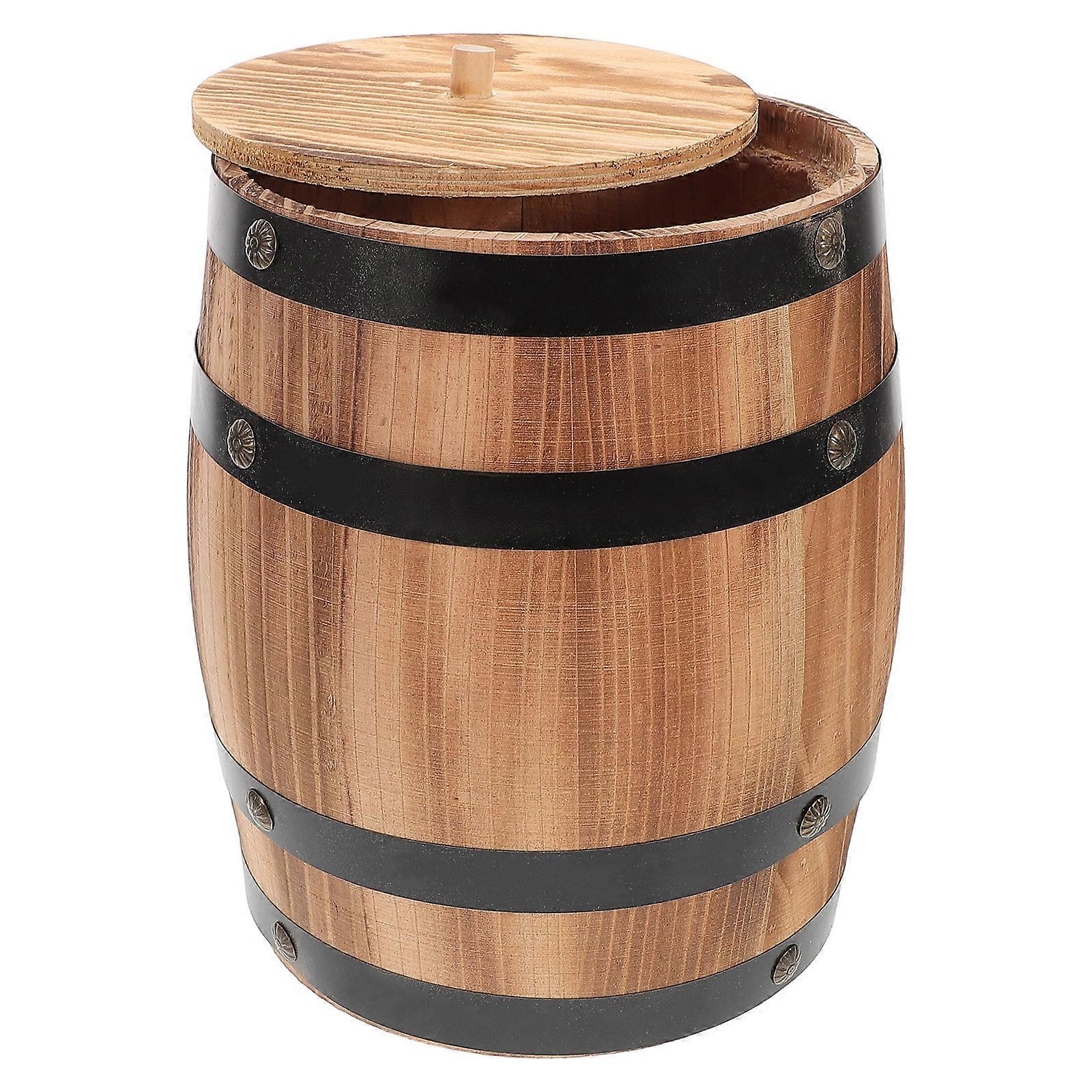 Rustic Wood Utensil Holder for Storage with Light Brown Finish