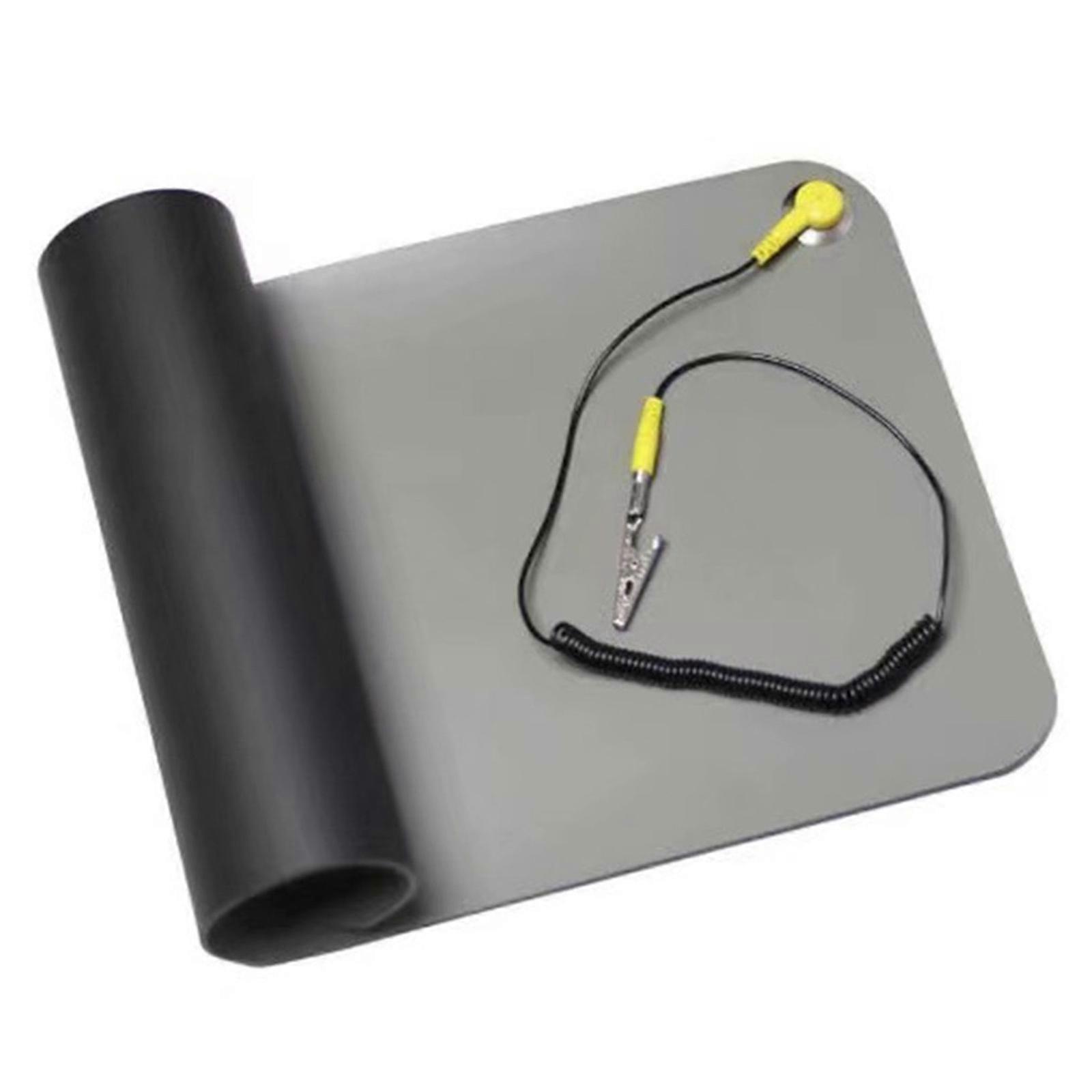 Professional Antistatic ESD Mat Suitable for Computer Technician Sensitive Electronics with Grounding Wire and Wristband Multicolor