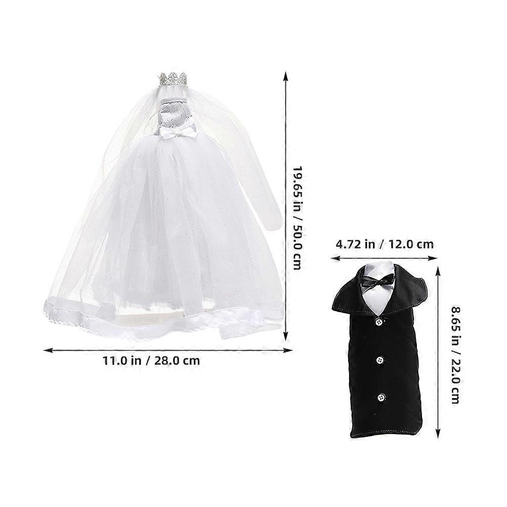 Bride Groom Covers for Celebration Decor 2Pcs Fabric Mesh