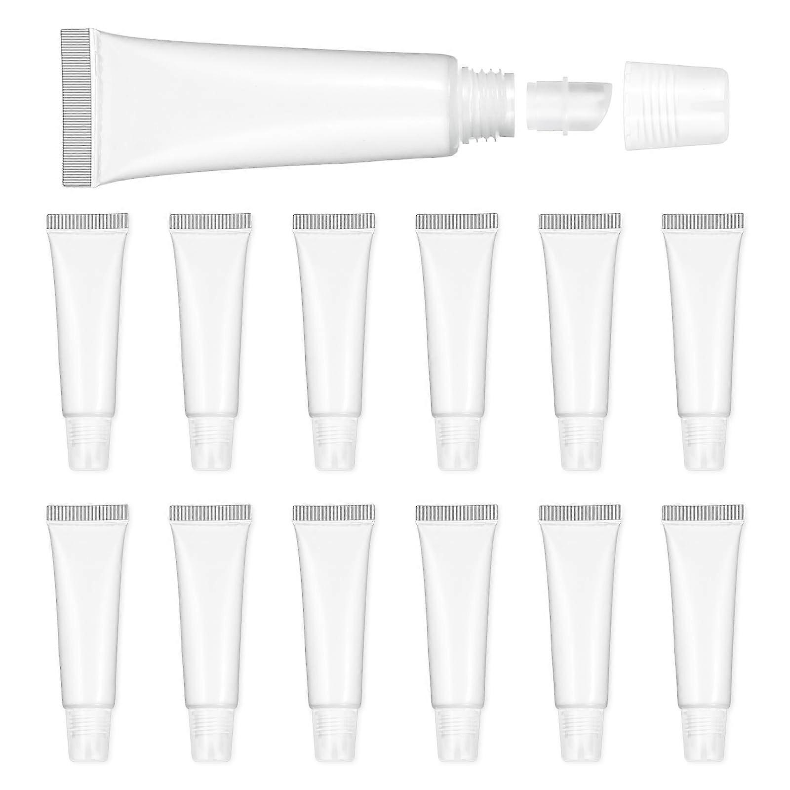Empty Lip Gloss Tubes 12 Pcs 10ml Clear Refillable Lip Balm Containers for DIY Travel Toiletries