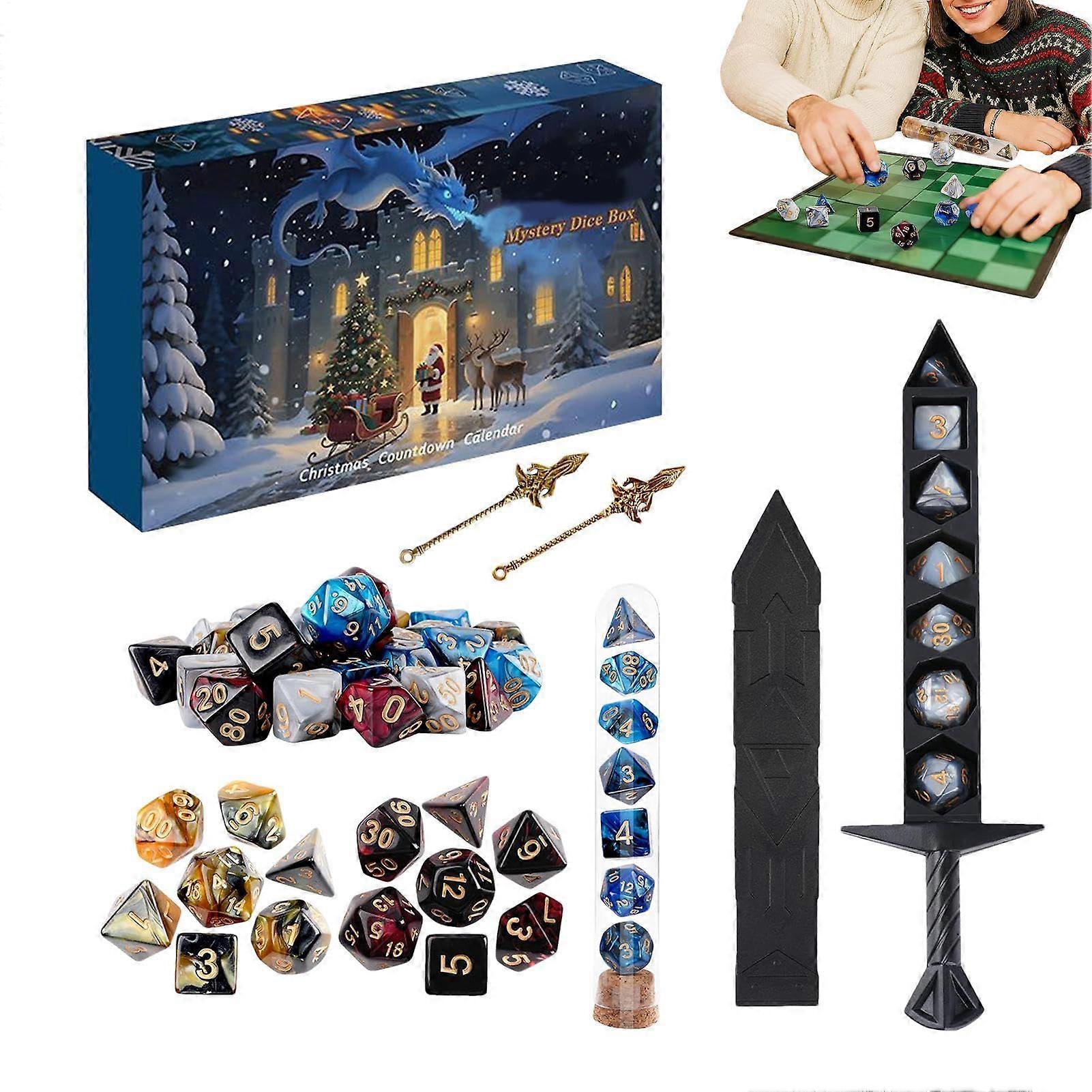 Christmas Dice Advent Calendar 2025 with 24Day Countdown and Collectible Polyhedral Dice for Gamers and Families