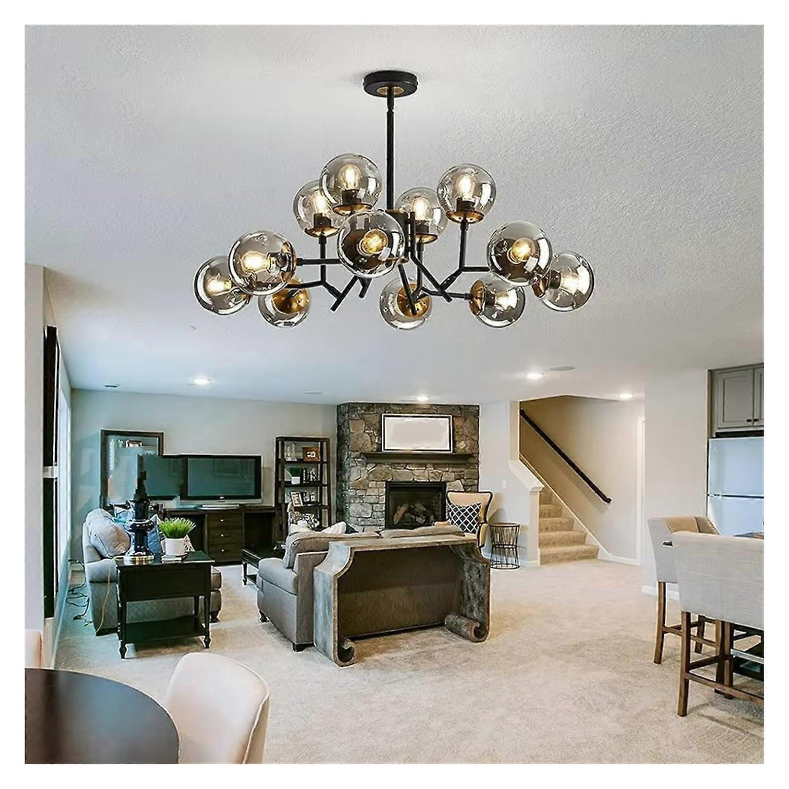 Modern Matte Black LED Pendant Light, 12Head EnergyEfficient Fixture for Dining Room Kitchen