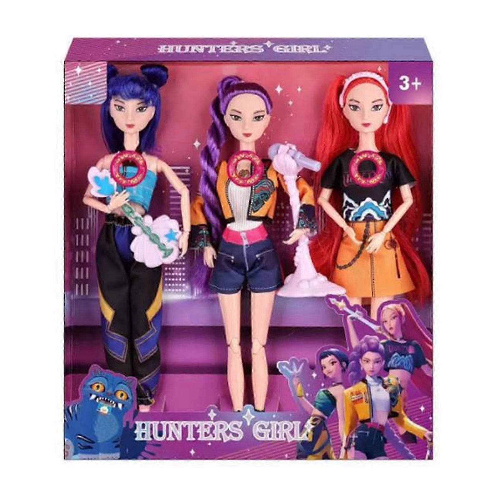 Demon Hunter Girl Doll Toy - Rumi Mira Zoey Comfort Doll, 3-delige set met muziekinstrumenten, verjaardags- en kerstcadeau voor kinderen