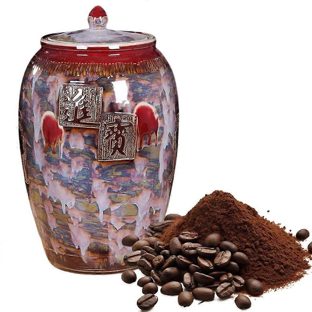 Ceramic Rice Storage Container 40kg Large Grain Storage Jar with Lid MoistureProof for Kitchen Pantry