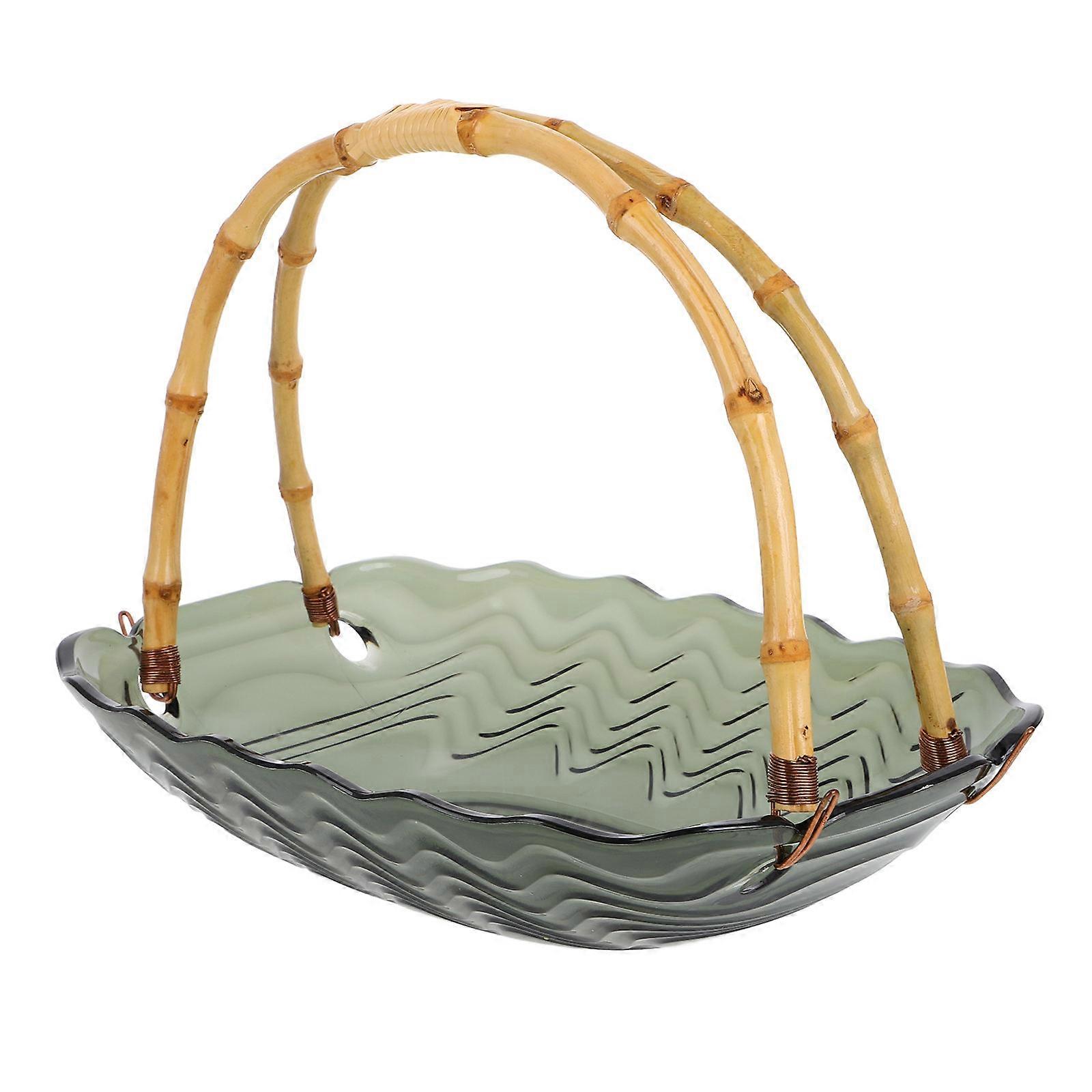 Fruit Display Plate for Kitchen Use Large Capacity with Handle Olive Green