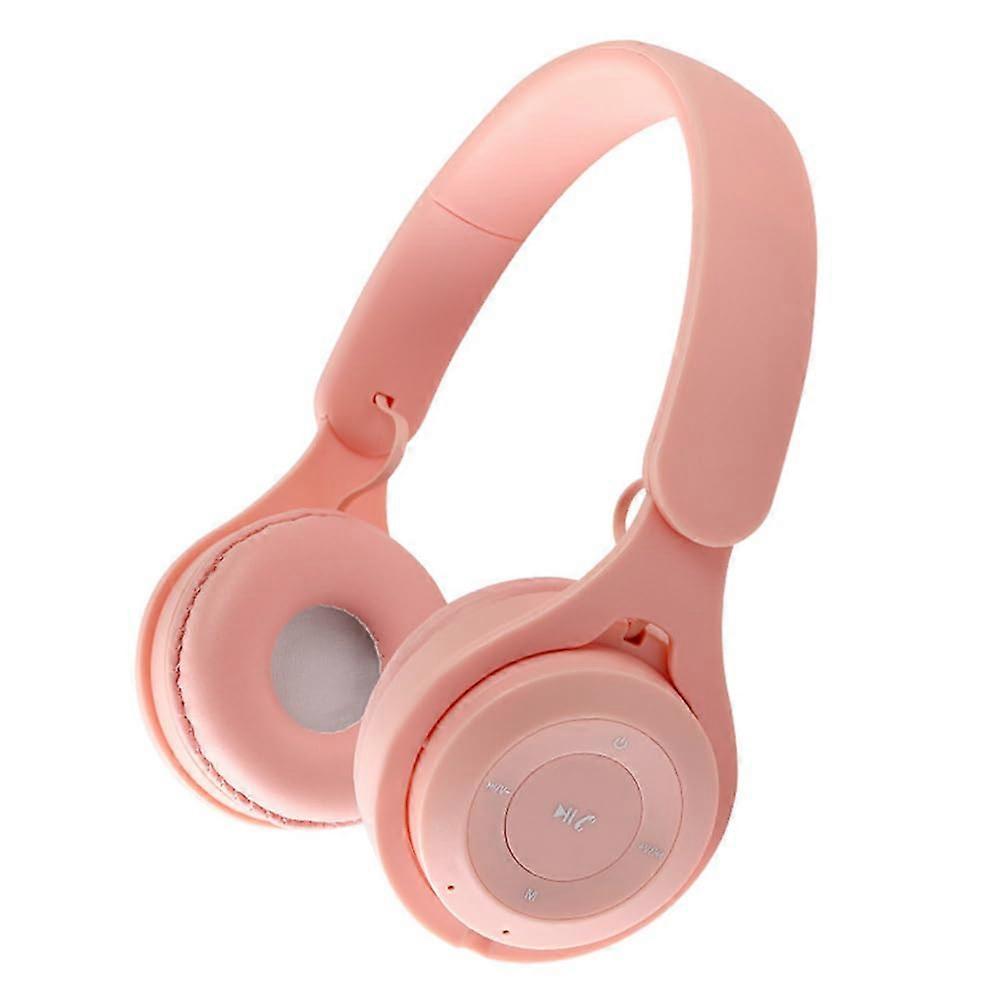Bluetoothcompatible Headphones OverEar HiFi Foldable Wireless Headset Micro Headset Hands MP3 Player Pink