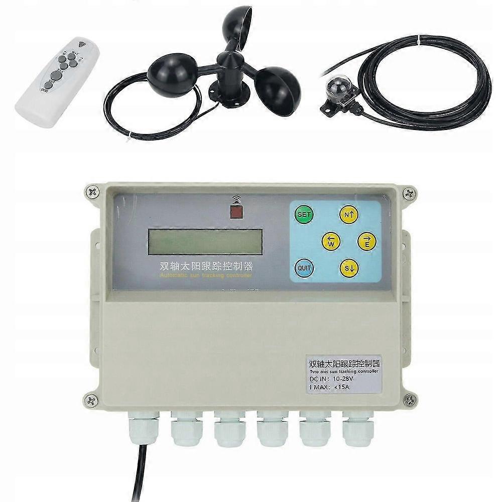 Dual-Axis Solar Tracker Controller with Sunlight Sensor and Distribution Box