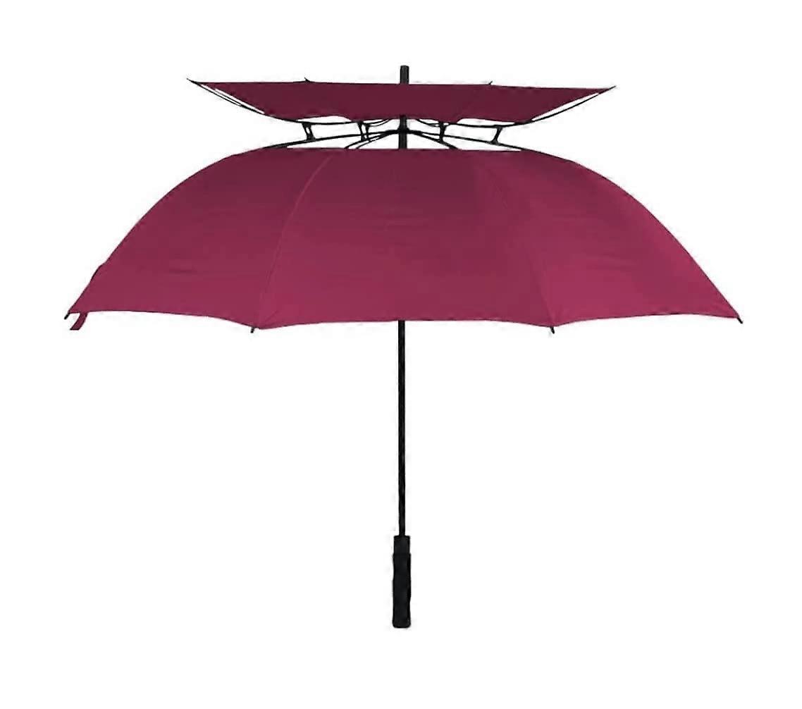 62 Inch Large Golf Umbrella Windproof Double Canopy Oversized Fiberglass Frame Auto Open