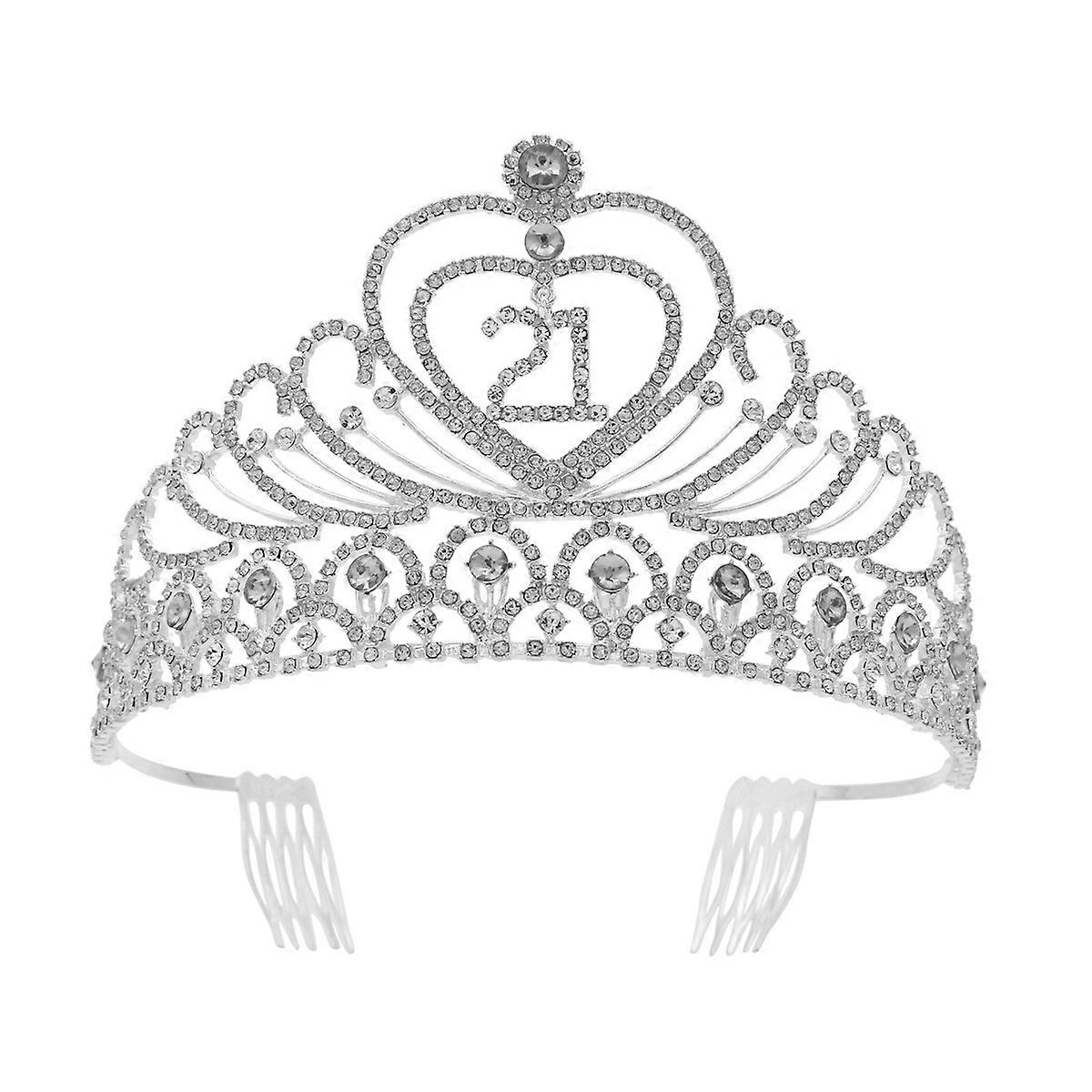 Birthday Crystal Tiara Crown Elegant Appearance Keepsake Silver 1Set