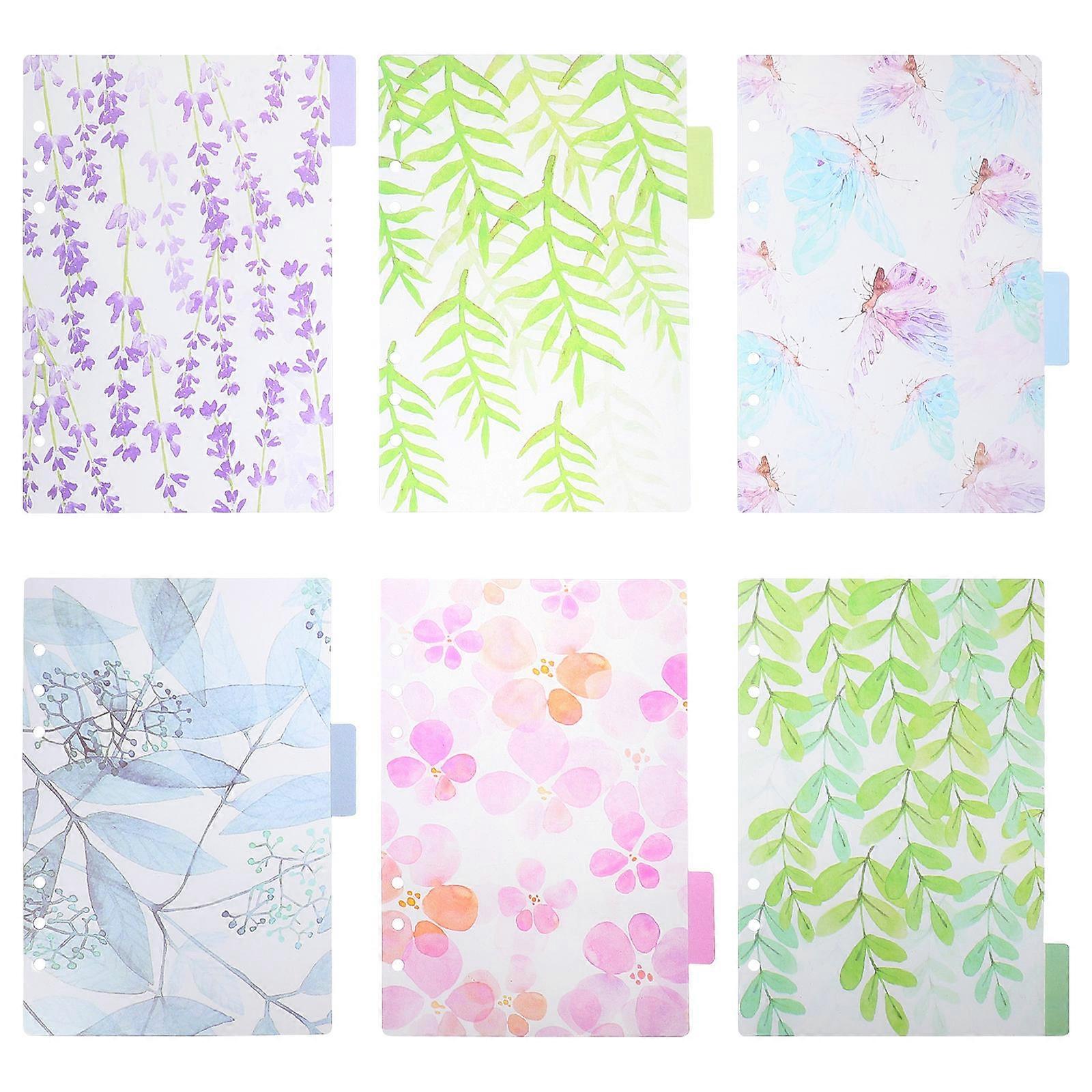 Binder Divider Tabs Green Plastic Dividers for Journals 6 Sheets