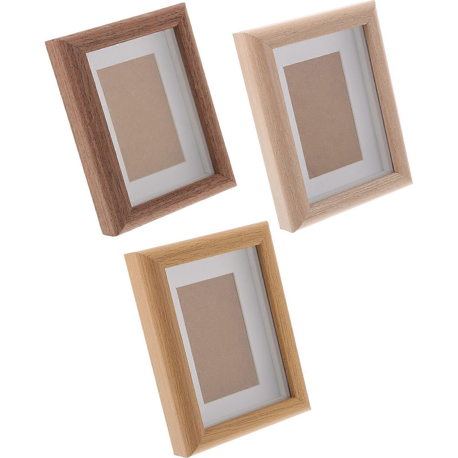Small Desktop Picture Frames Wooden for Display 3Pcs Photo Frames