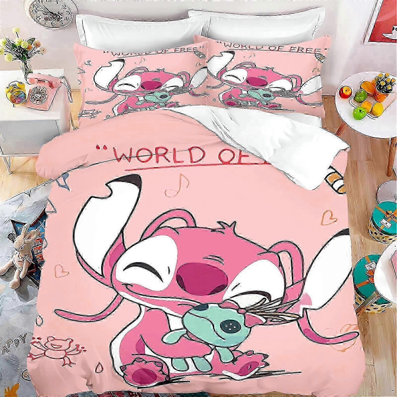 i320 Bed Sheets Lilo&Stitch Bed Linen Set With Pillowcases,Angel Bedding Set Duvet Cover for Children Girls Boys Birthday Gifts Bed Sheets ggr320 2025