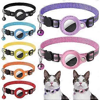 2025 Bobasndm Cat Collar for Airtag Tracker, Reflective GPS Cat Collar with Luminous Holder & Safety Elastic Band, 9-13 Inch