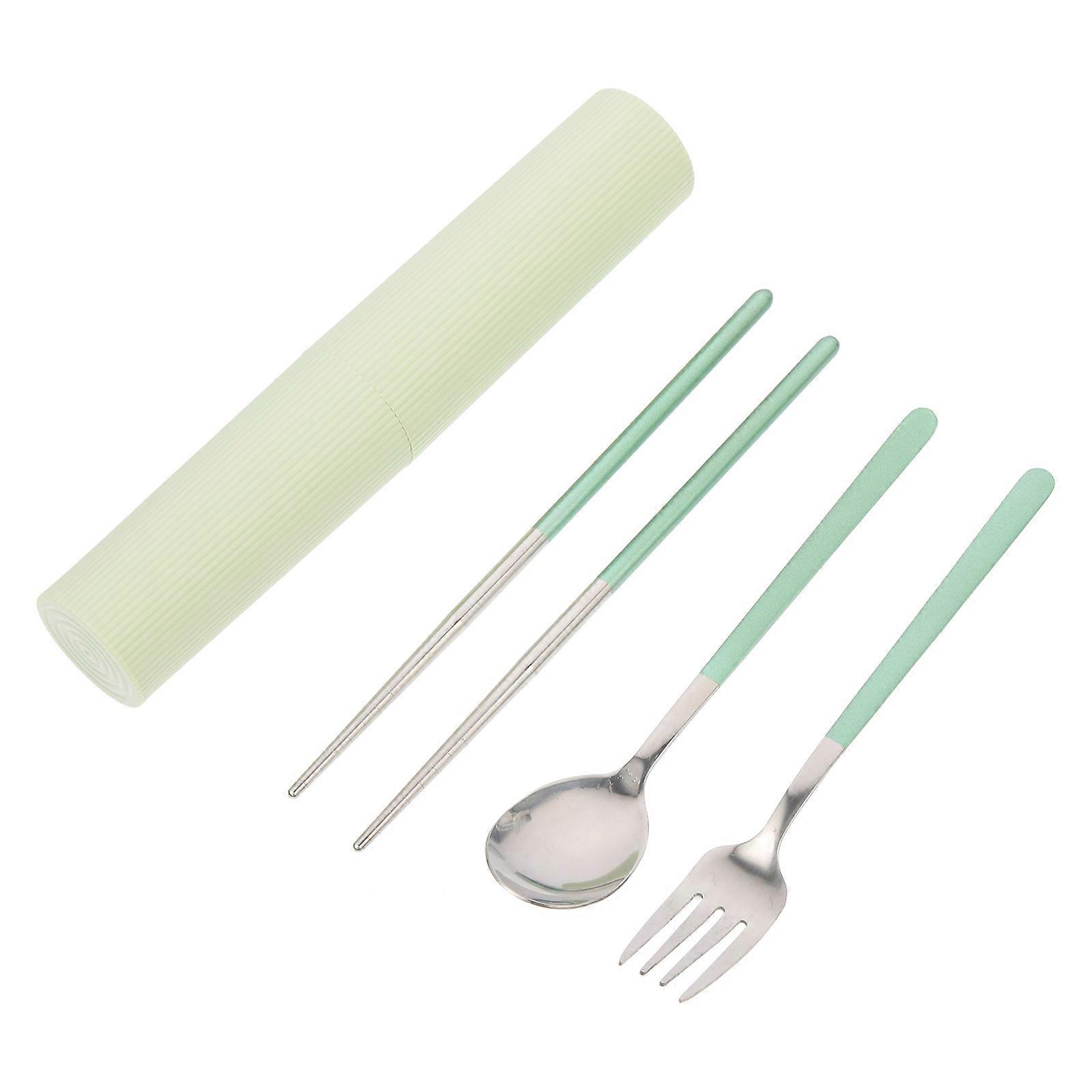 Camping Tableware Set Portable Kitchen Cutlery Safe to Use Durable Green 1Set