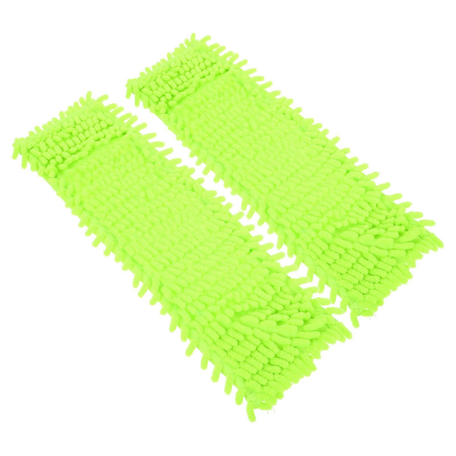 Mop Cloth Flat Mop Head Replacement for Home 2Pcs Green Chenille