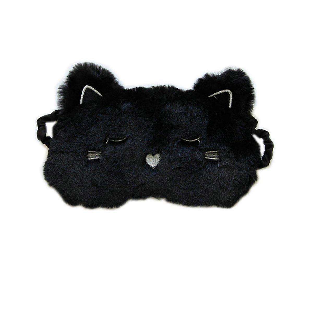 Cute Cat Plush Sleeping Eye Mask with Light Blocking Design and Adjustable Elastic Strap