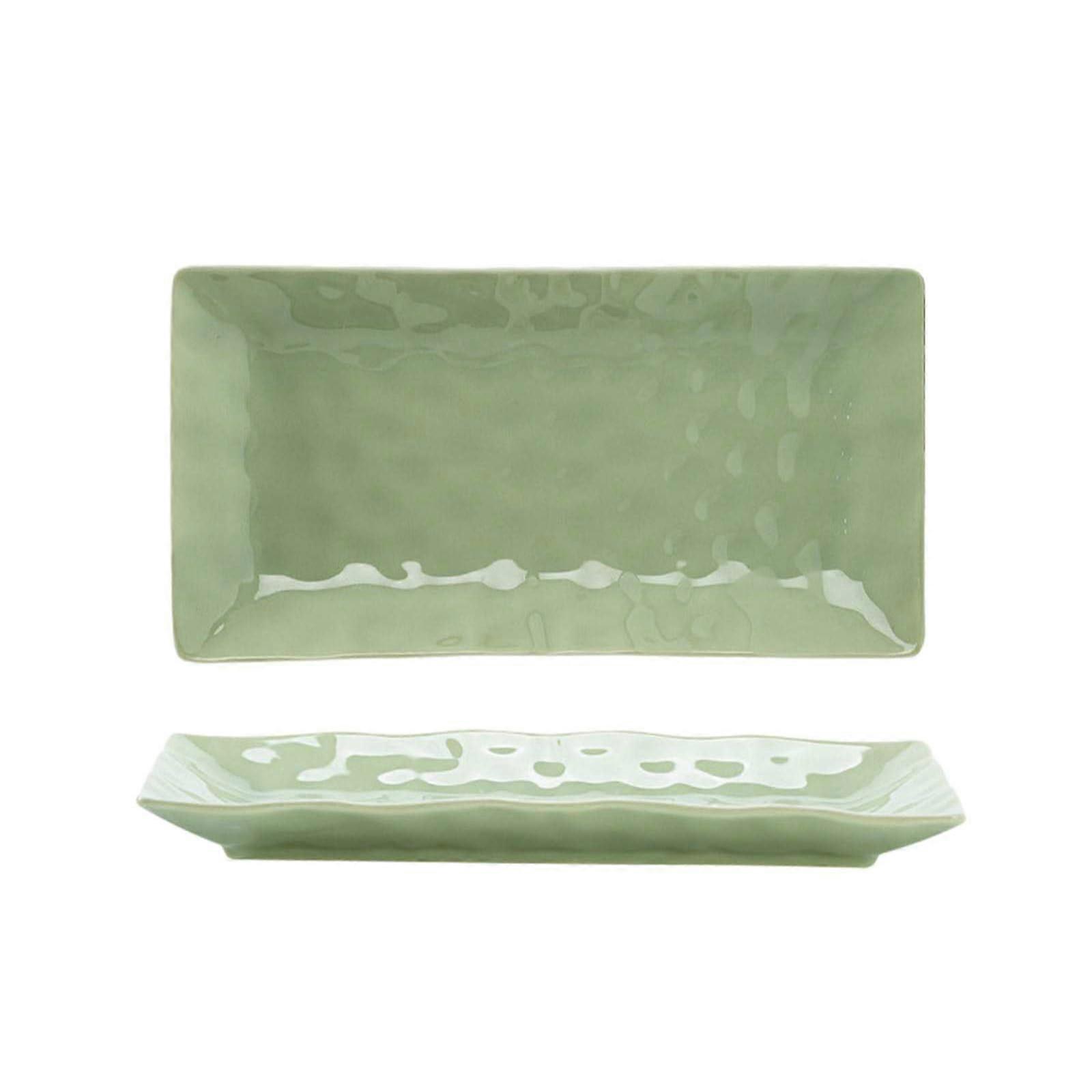 Ceramic Dinnerware Set with Green 12Inch Fish Plate, ScratchResistant, Microwave and Dishwasher Safe