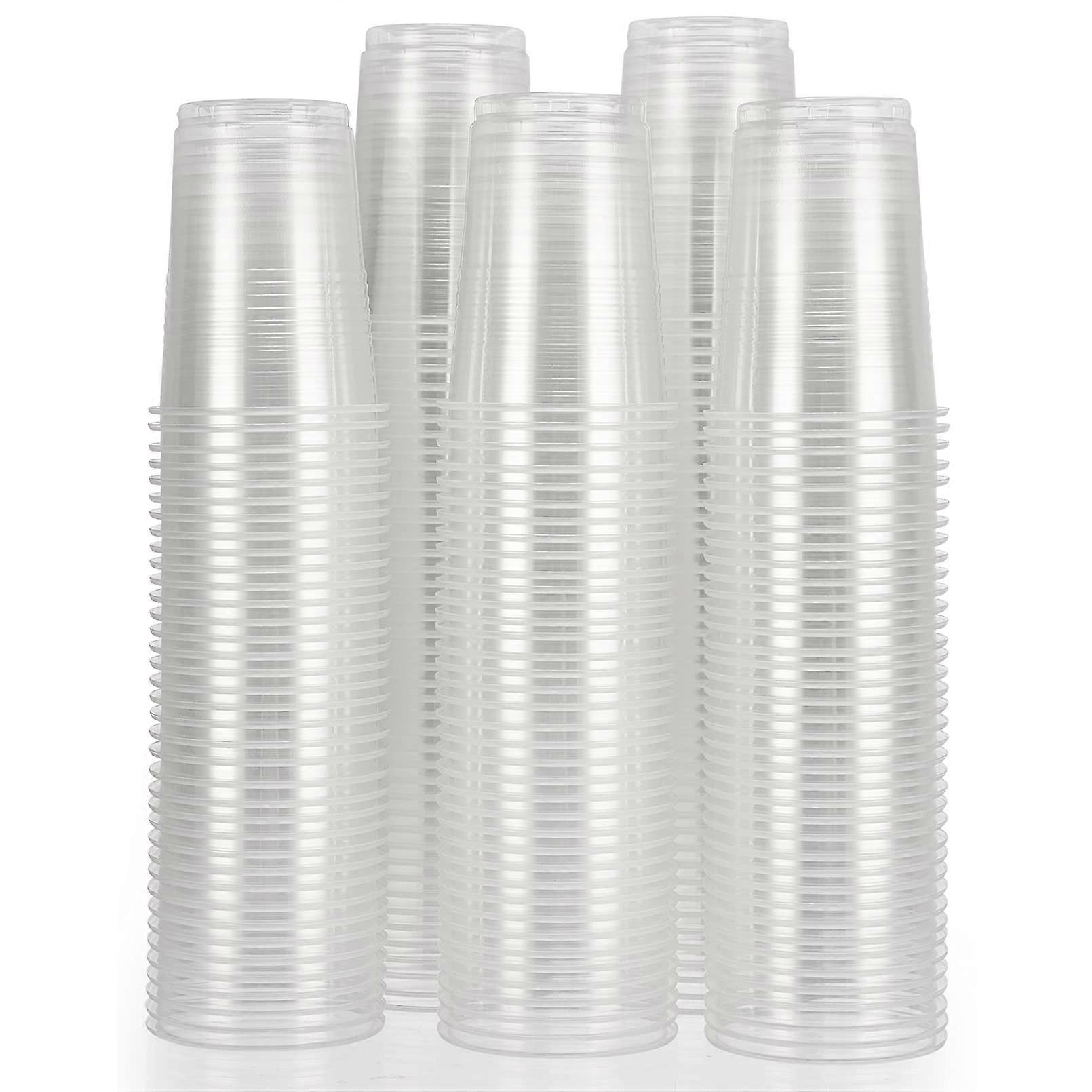 100 Pack 8 oz Clear Plastic Cups Bulk, Recyclable Durable Party Cups for Hot and Cold Drinks