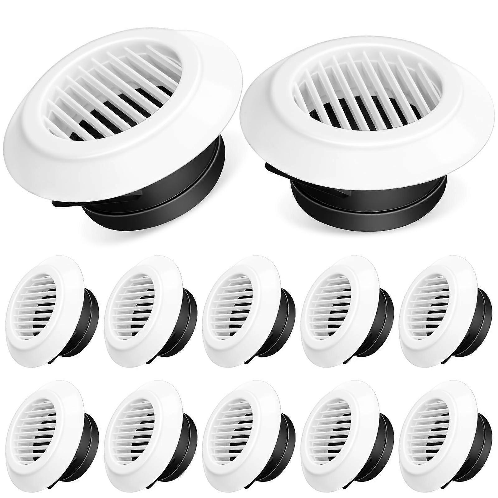 12 Pcs 4 Inch Soffit Vent Covers White ABS Round Ceiling Diffuser with Fly Screen for Ventilation