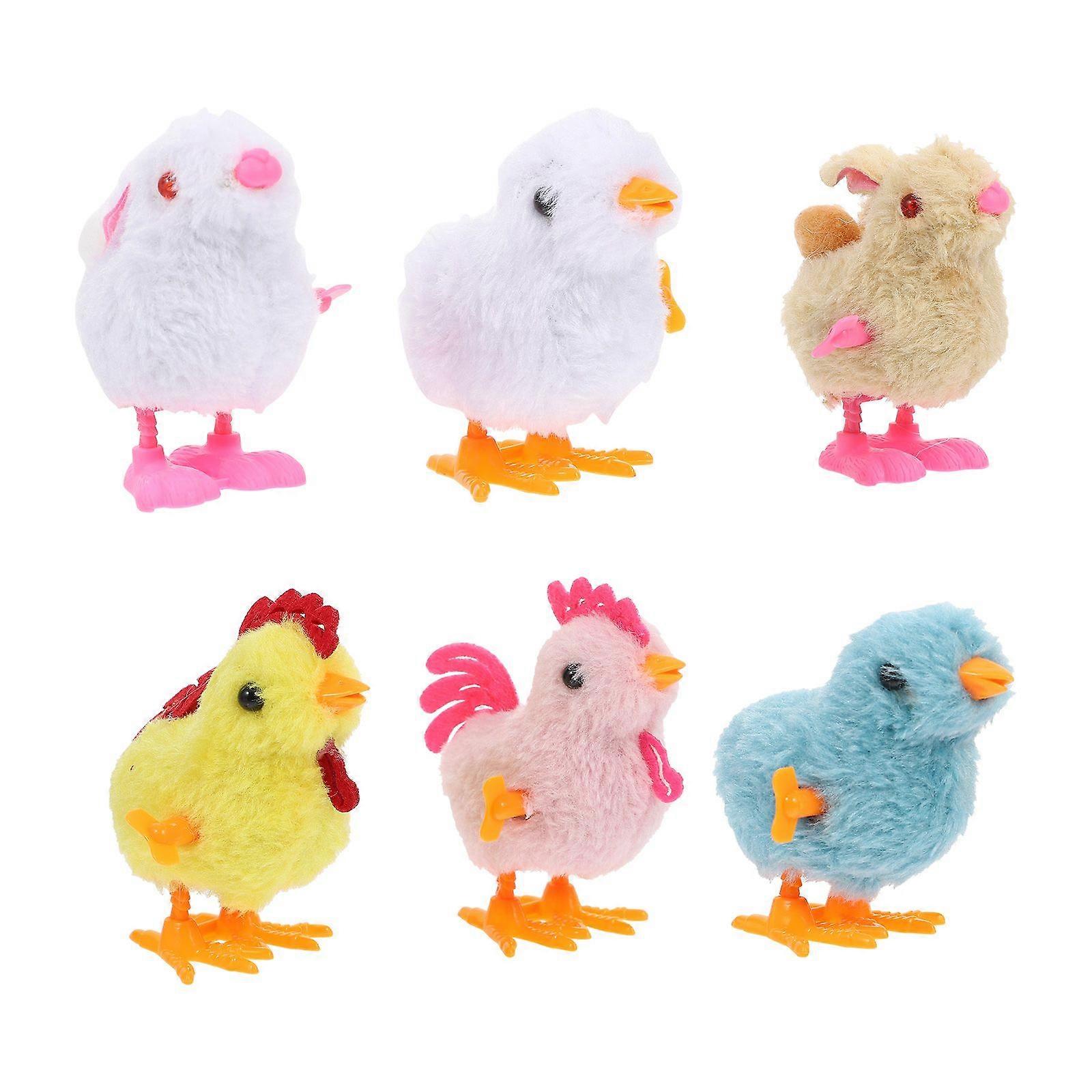 6Pcs Children Plastic Clockwork Plaything Walking Chicken Rabbit Toys Desktop Adorns