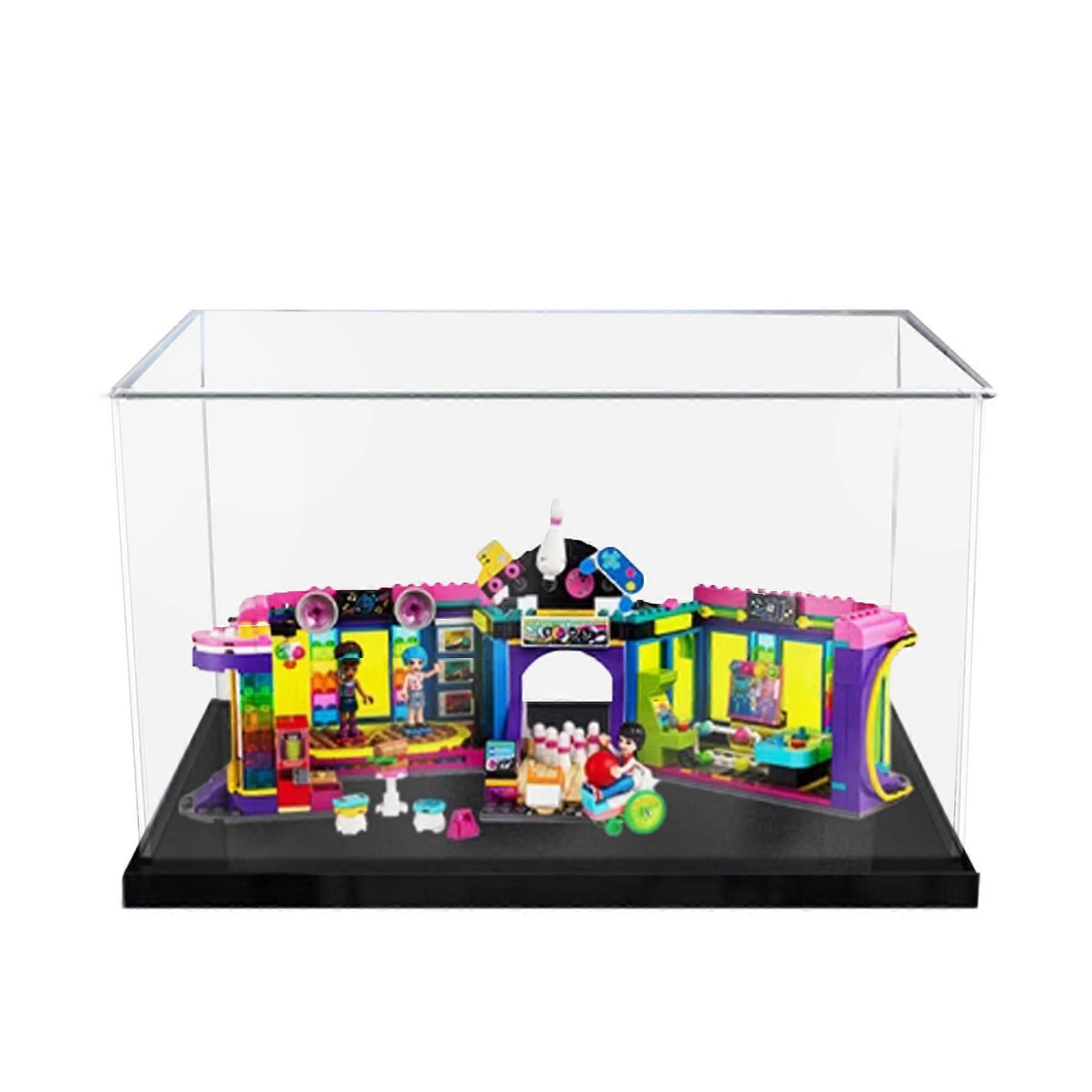 Dustproof Transparent Acrylic Display Case with Black Base for  41708 Roller Skating Playground